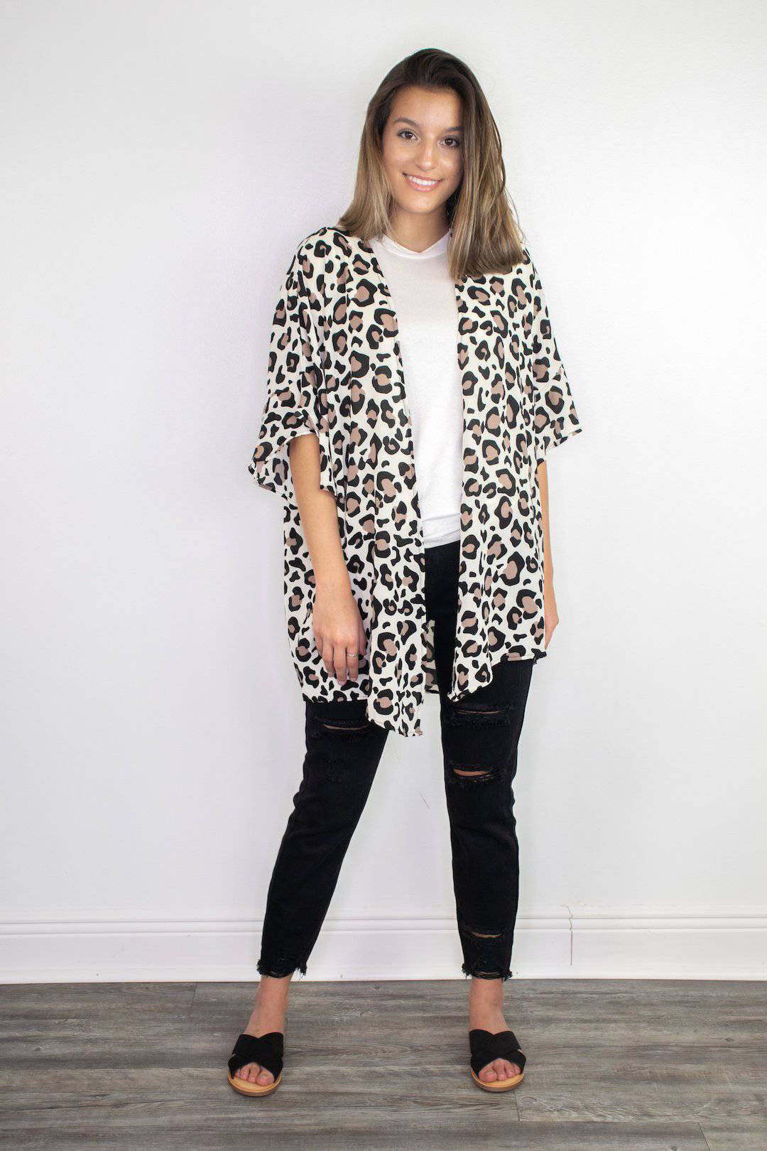 The Sassiest Flowy Leopard Print Kimono