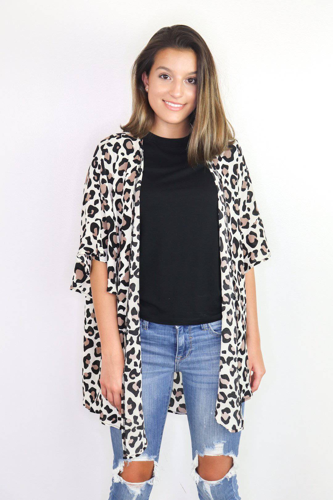 The Sassiest Flowy Leopard Print Kimono