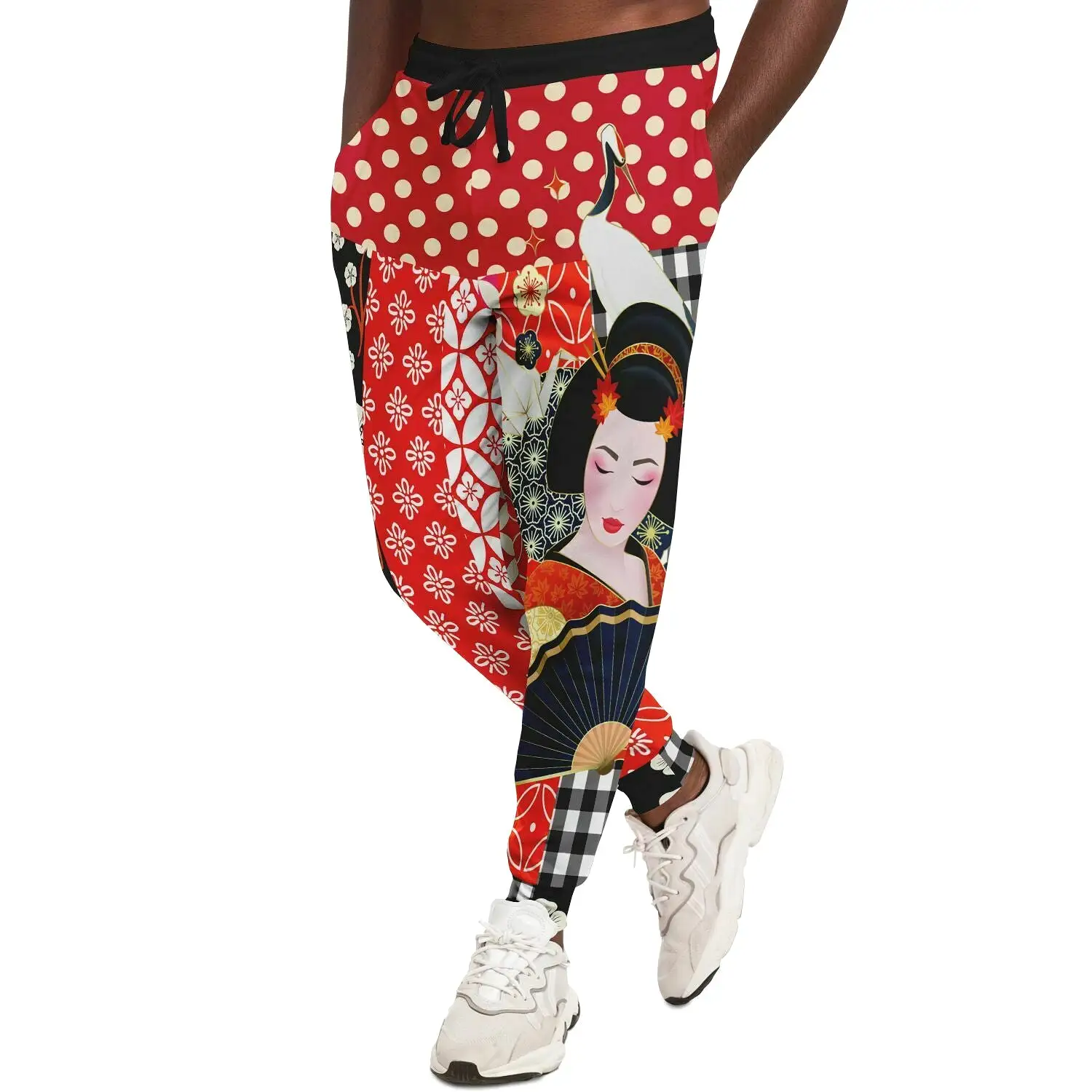 Tokyo Nights Asian Floral Patchwork Unisex Eco-Poly Joggers