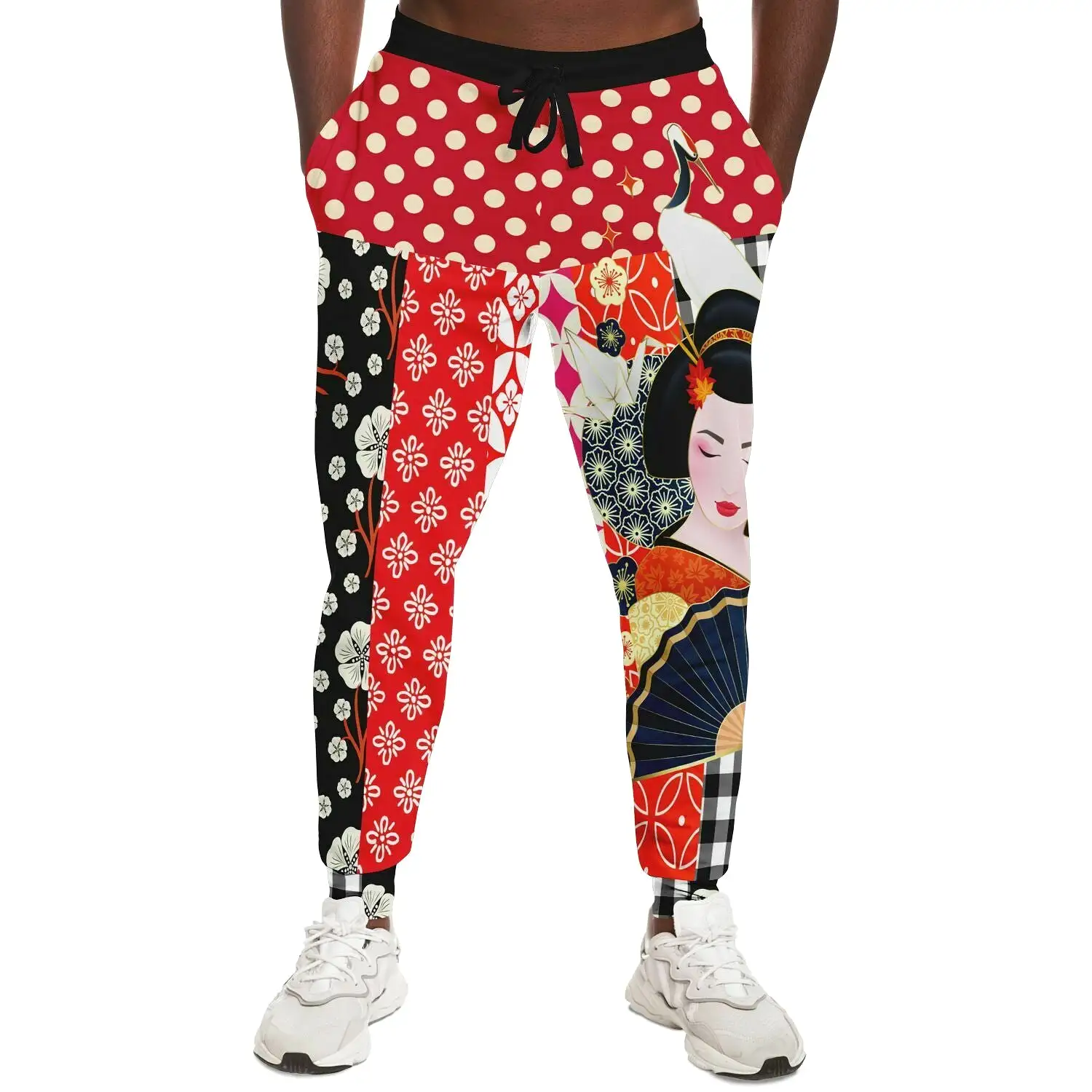 Tokyo Nights Asian Floral Patchwork Unisex Eco-Poly Joggers