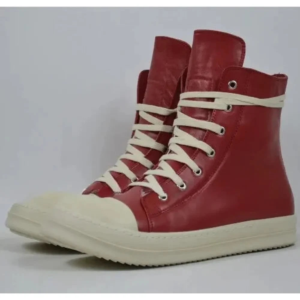 Unisex Luxury Casual Genuine Leather High-top Lace-up Ankle Boots