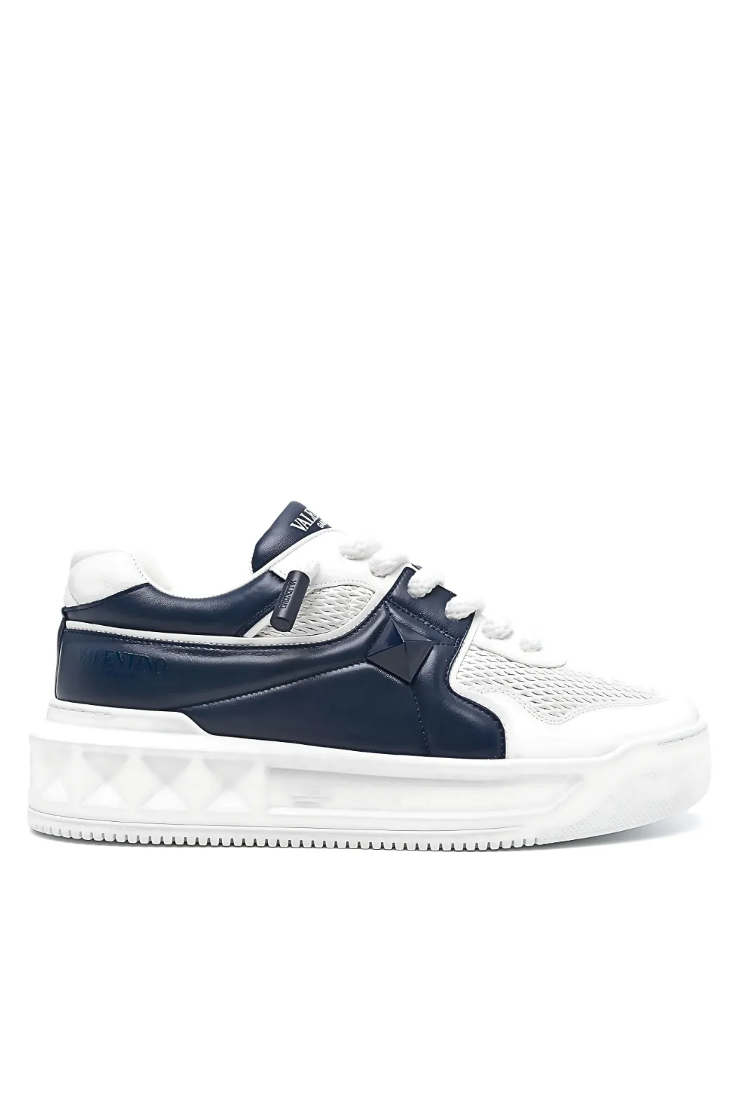 Valentino Garavani Two-tone nappa leather One Stud XL sneakers Blue Navy/white