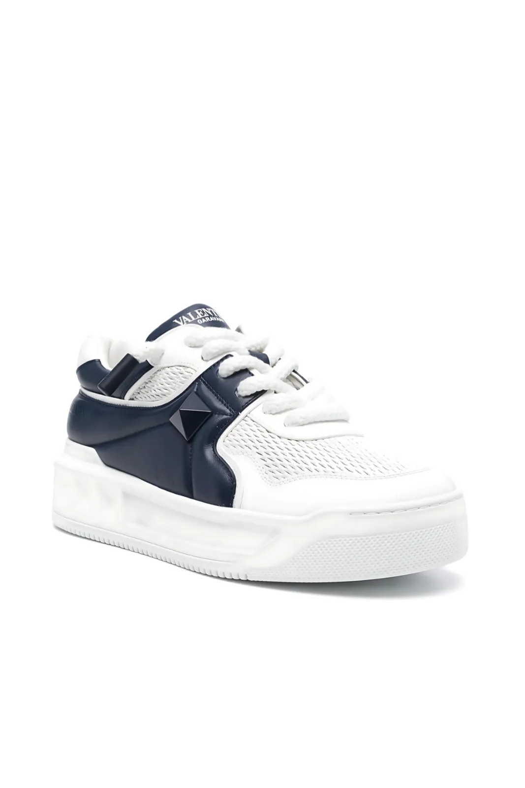 Valentino Garavani Two-tone nappa leather One Stud XL sneakers Blue Navy/white