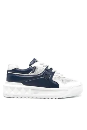 Valentino Garavani Two-tone nappa leather One Stud XL sneakers Blue Navy/white