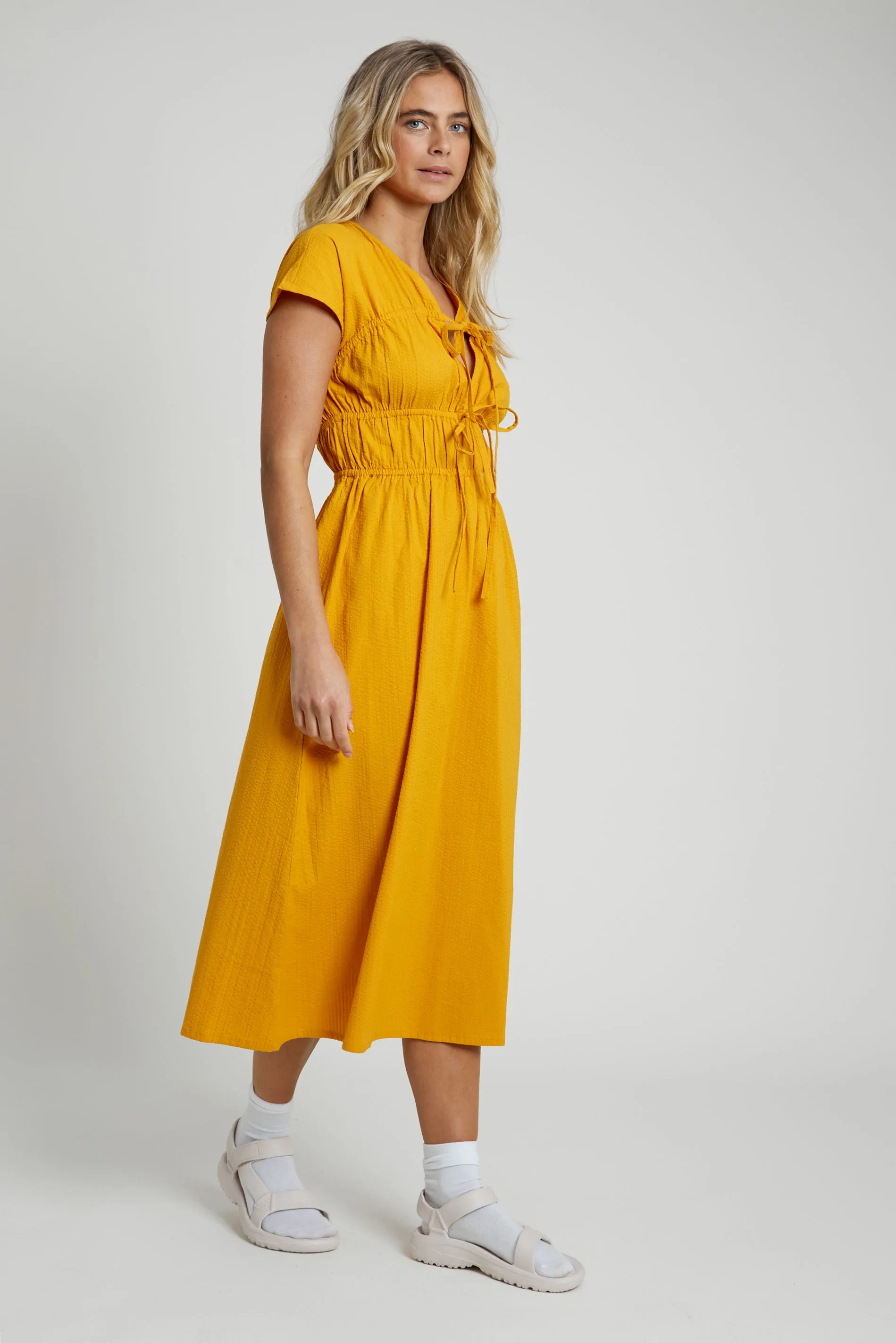 VAUGHN SEERSUCKER MIDI DRESS