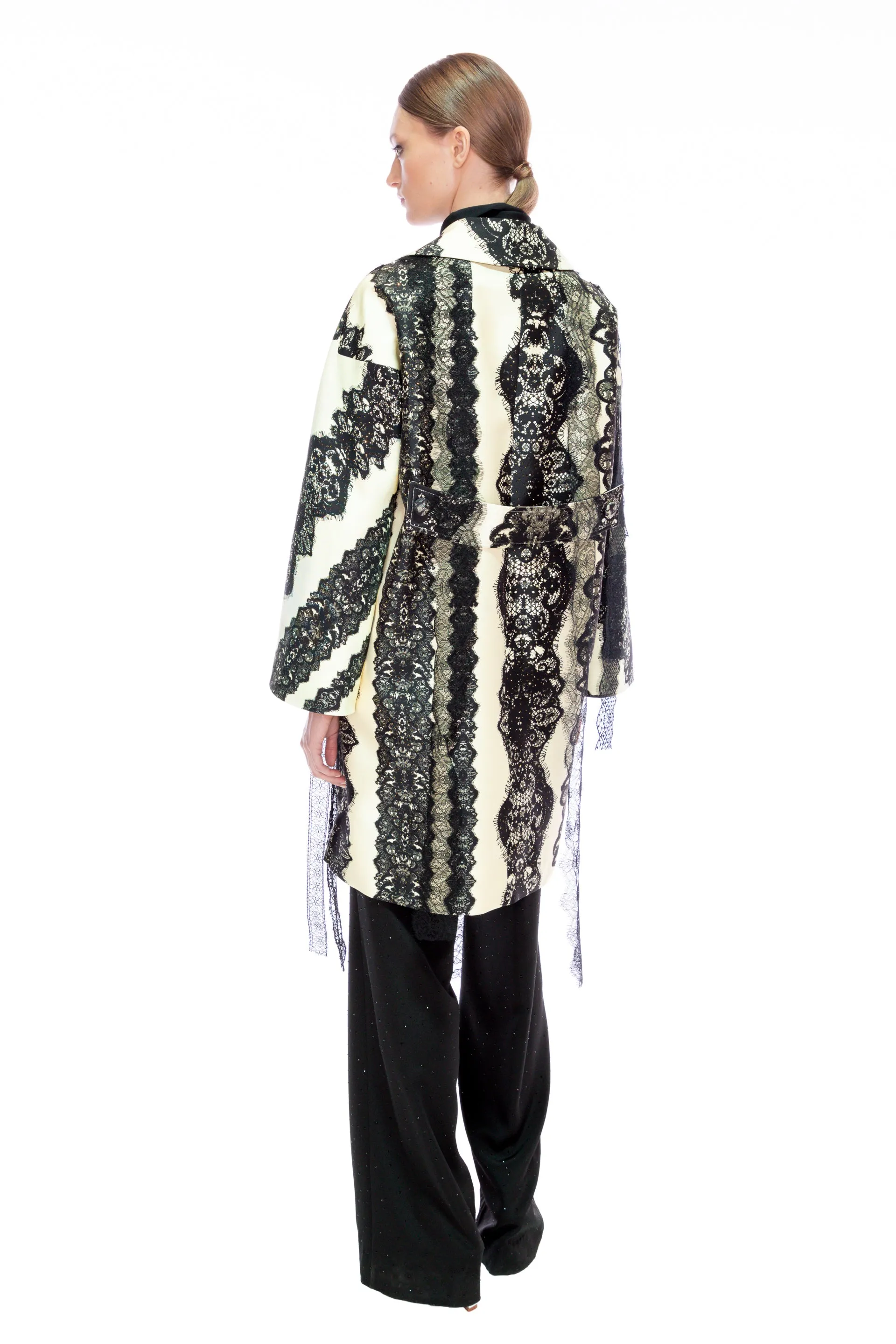 'VENETIAN LACE' TROMPE L'OEIL L/S PATCH POCKET COAT