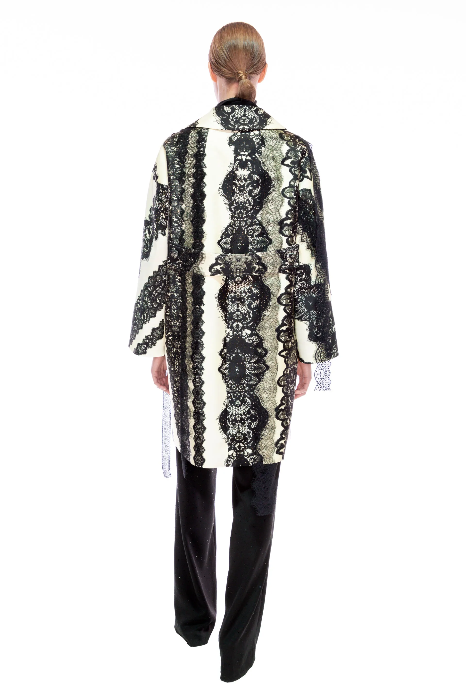 'VENETIAN LACE' TROMPE L'OEIL L/S PATCH POCKET COAT