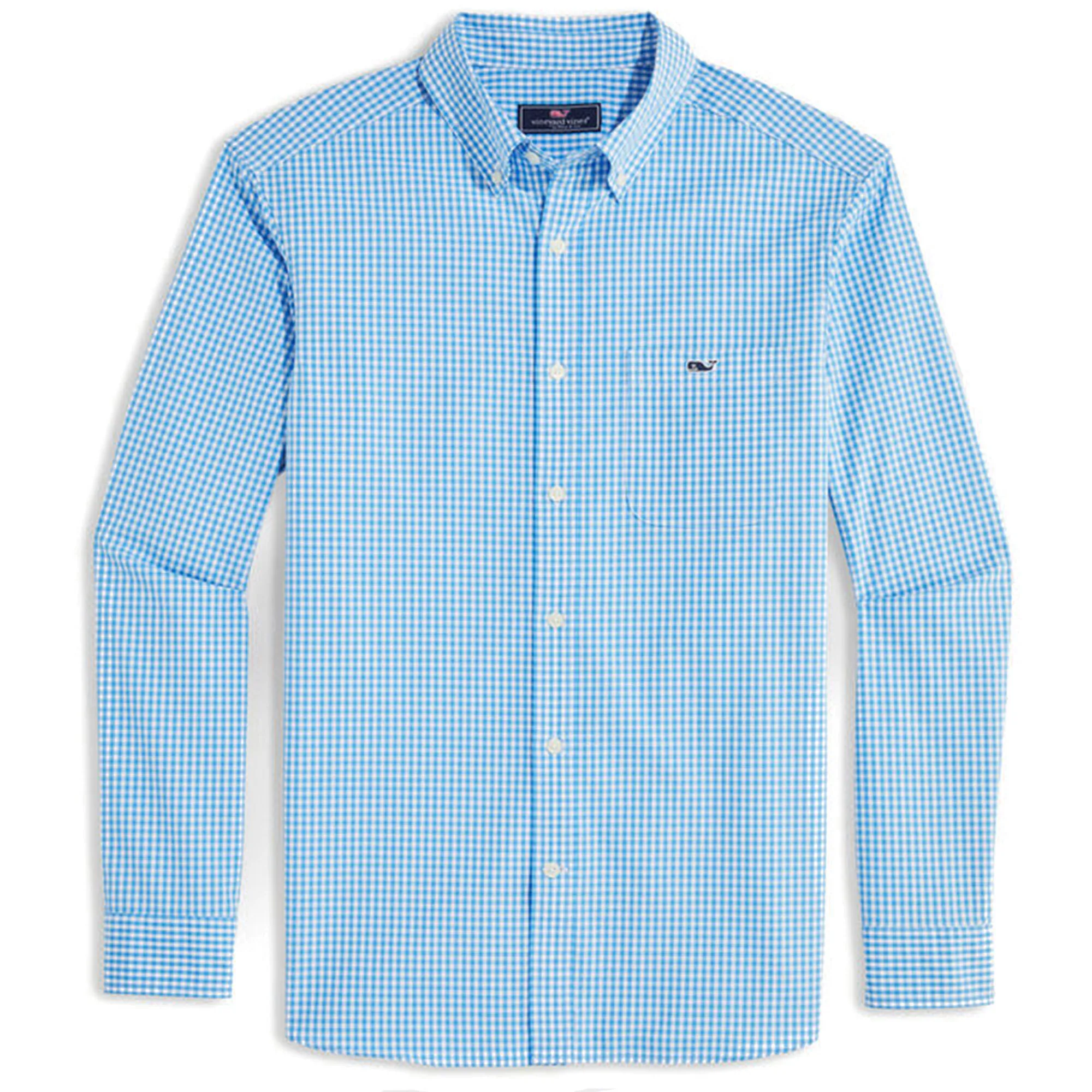 Vineyard Vines Men's Stretch Poplin Gingham Long-Sleeve Button-Down Shirt