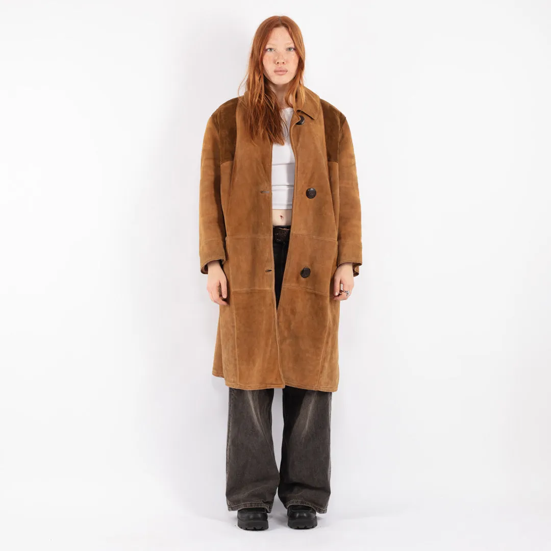 Vintage 70's Women Sheepskin Coat in Brown