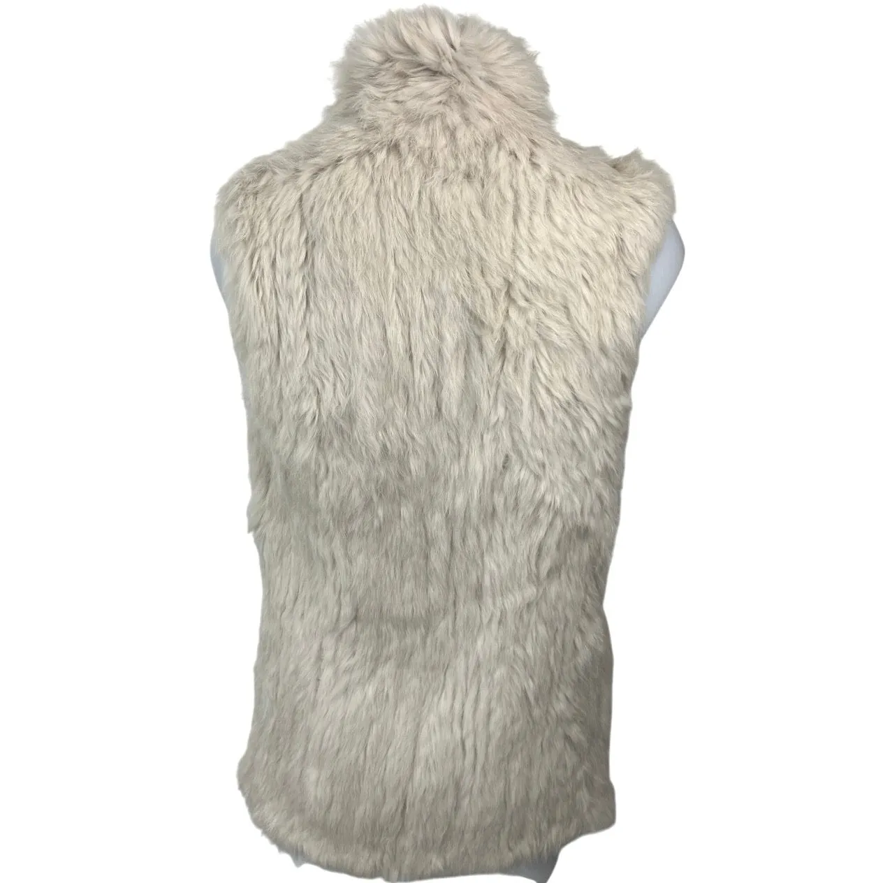 Vintage June Womens Real Rabbit Fur Sleeveless Vest Cardigan Sweater Top Size XS