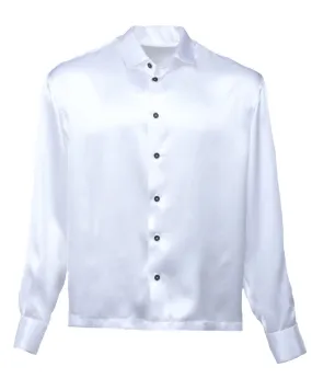 White Long Sleeve Silk Sportshirt