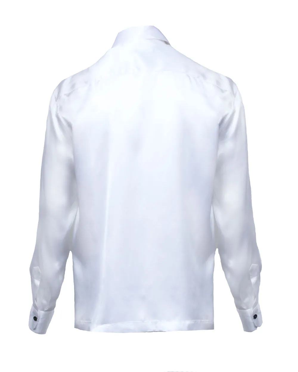 White Long Sleeve Silk Sportshirt