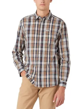 Wrangler One Pocket Check Long Sleeve Shirt Cappuccino