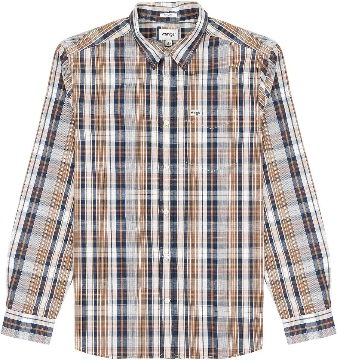 Wrangler One Pocket Check Long Sleeve Shirt Cappuccino