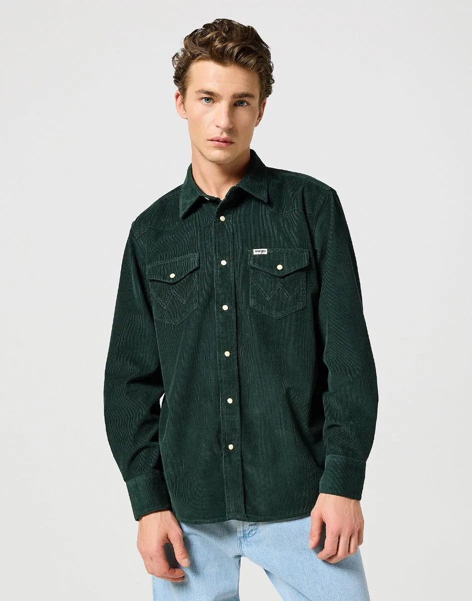 Wrangler Western Cord Long Sleeve Shirt Scarab