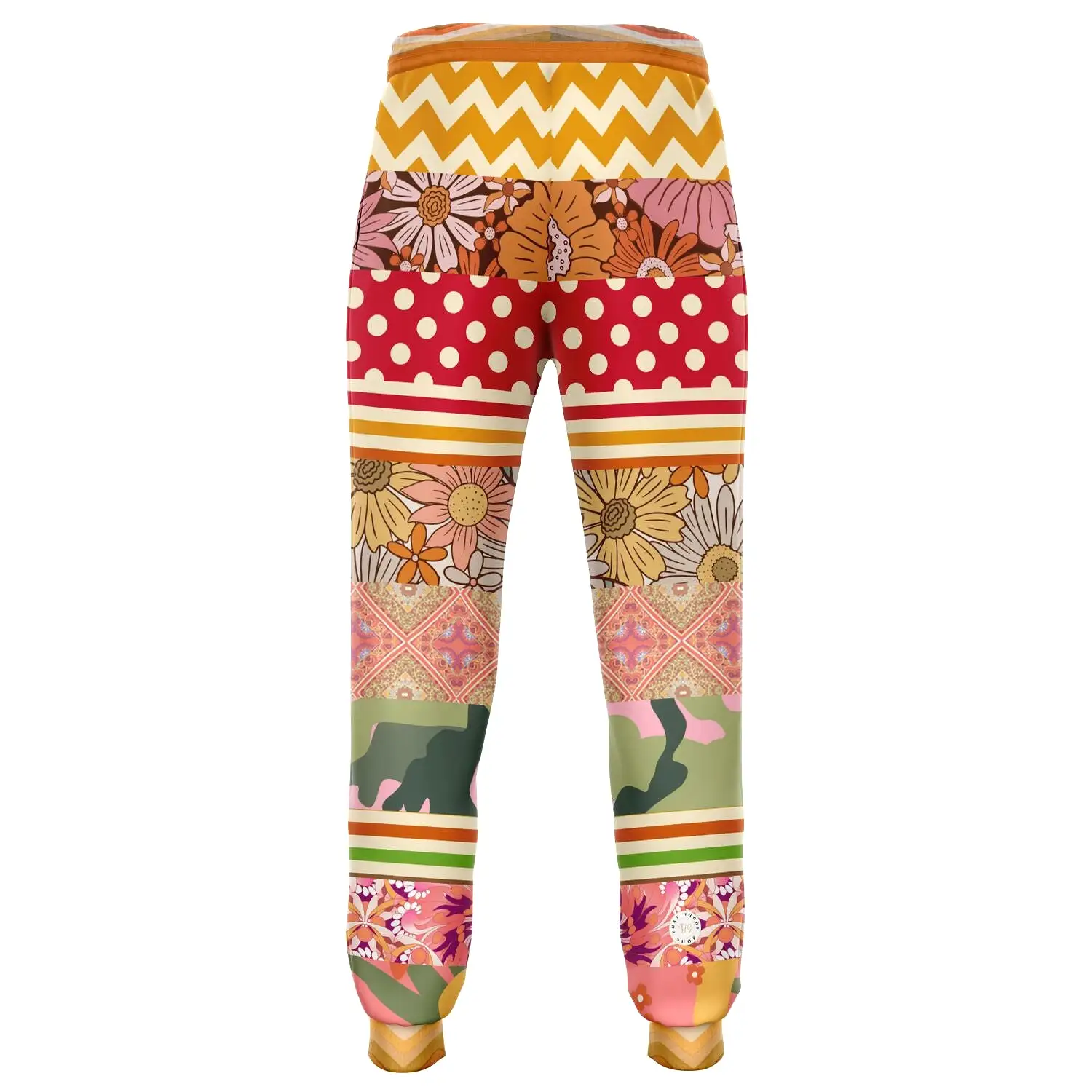 Yogananda Floral Stripe Patchwork Unisex Eco-Poly Joggers