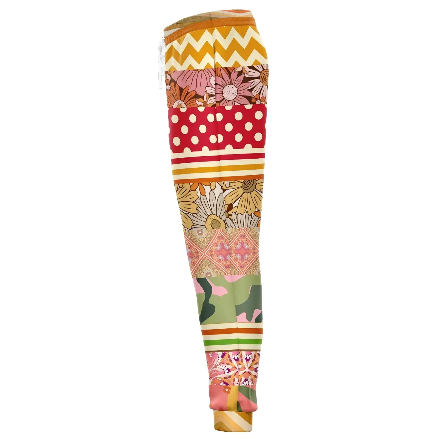 Yogananda Floral Stripe Patchwork Unisex Eco-Poly Joggers