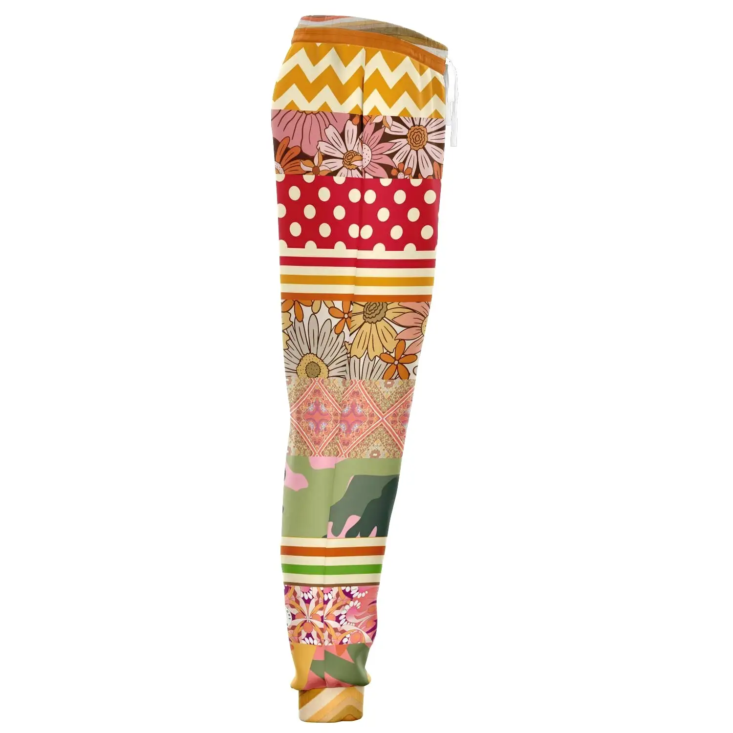 Yogananda Floral Stripe Patchwork Unisex Eco-Poly Joggers